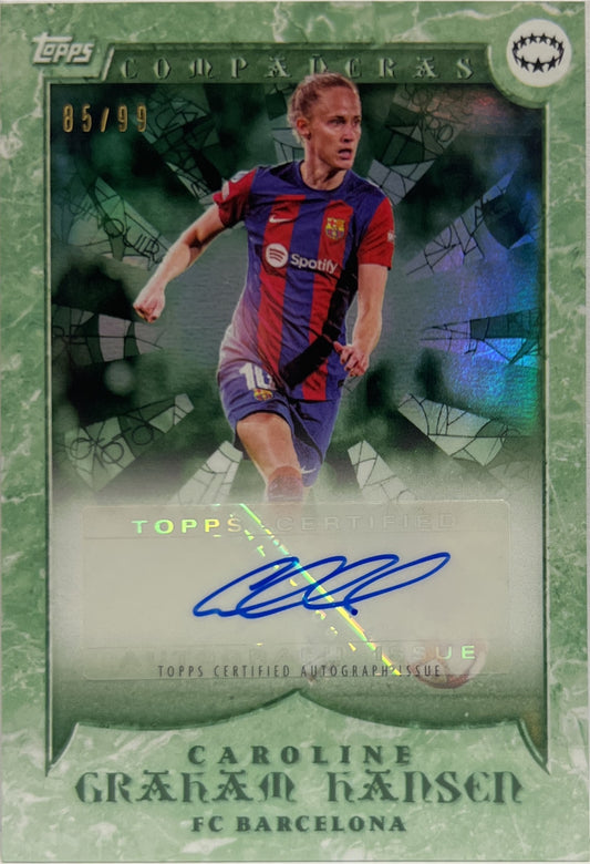 Caroline Graham Hansen 85/99 Autograph Companeras Topps Aitana Bonmati Curated Set 2023/24
