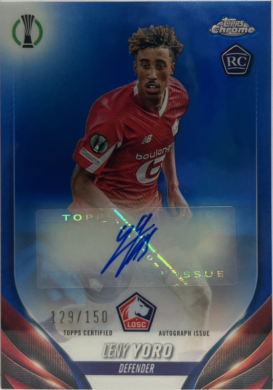 Leny Yoro 129/150 Rookie Autograph Blue Topps Chrome UCC 2023/24