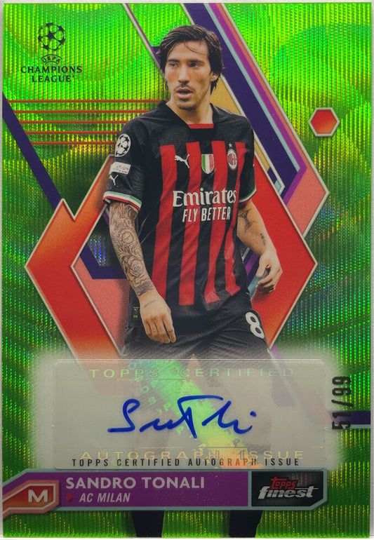 Sandro Tonali 51/99 Autograph Green Topps Finest UCC 2022/23