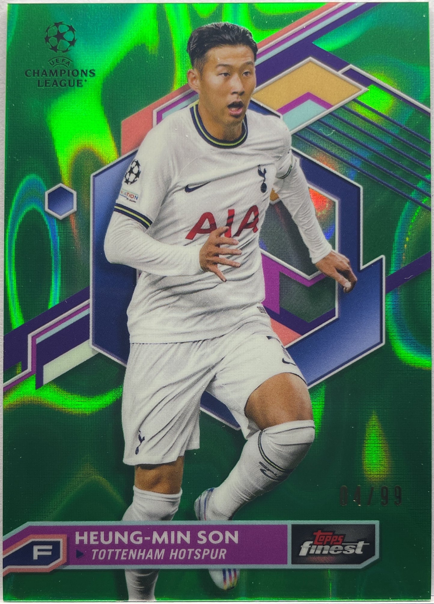 Heung-Min Son 4/99 Green Wave Topps Finest UCC 2022/23