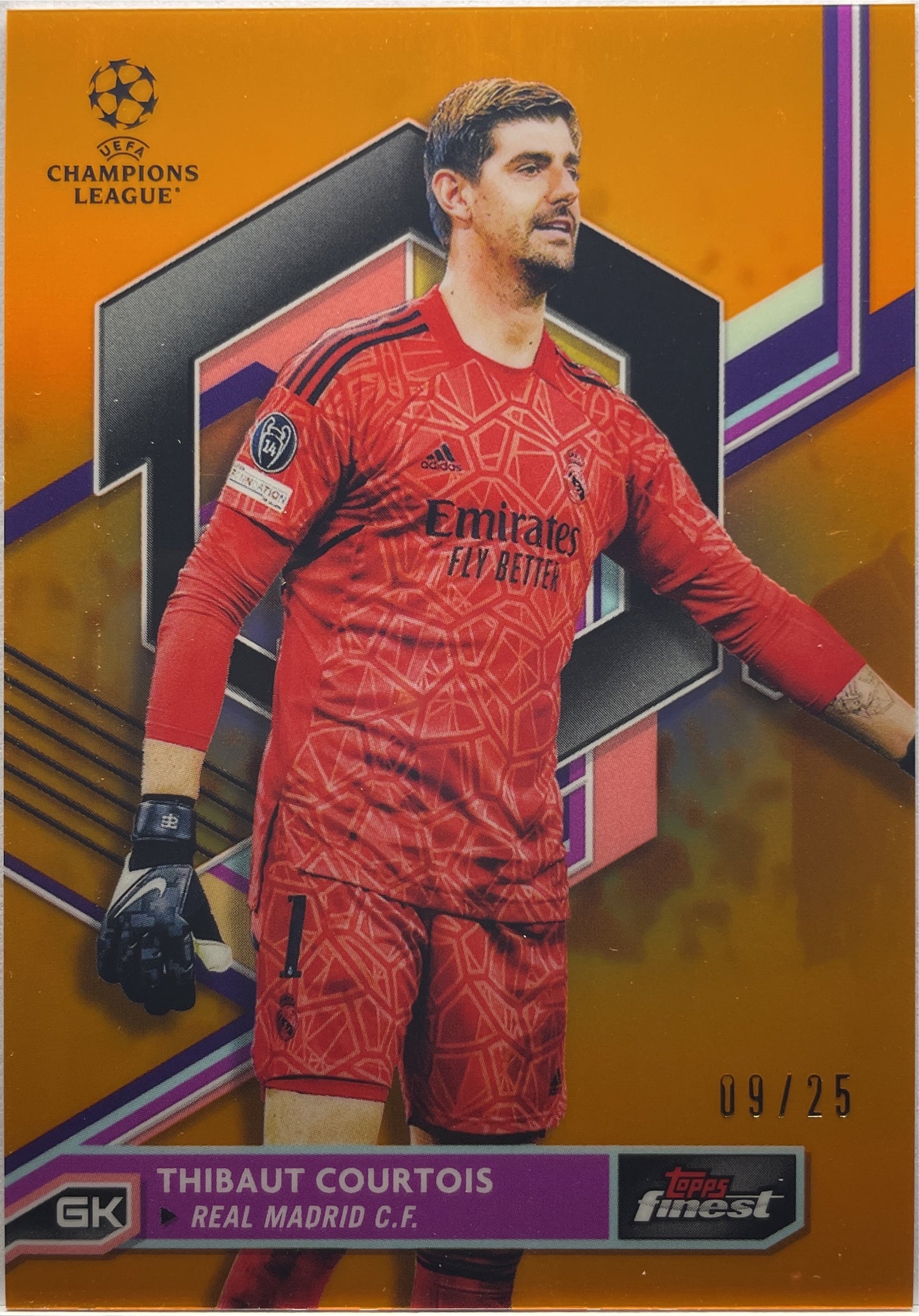 Thibaut Courtois 9/25 Orange Topps Finest UCC 2022/23