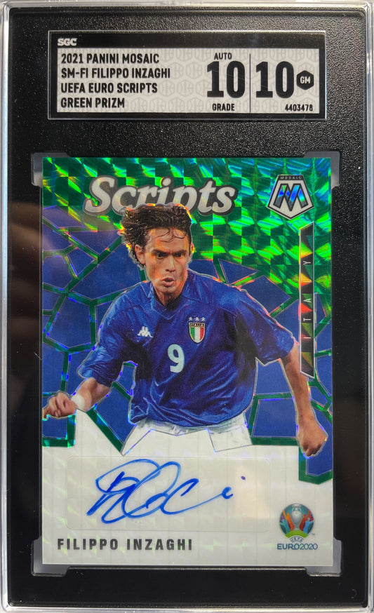 SGC 10 - Filippo Inzaghi Autograph Green - Mosaic Uefa Euro Soccer 2021