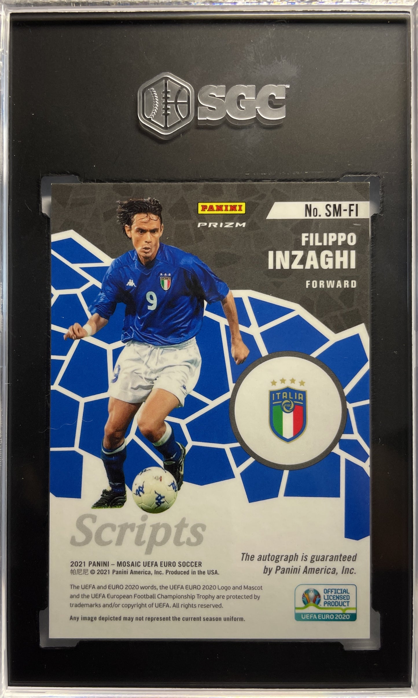 SGC 10 - Filippo Inzaghi Autograph Green - Mosaic Uefa Euro Soccer 2021