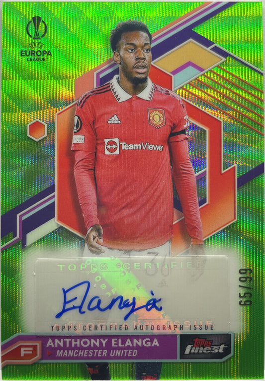 Anthony Elanga 65/99 Autograph Neon Green Topps Finest UCC 2022/23