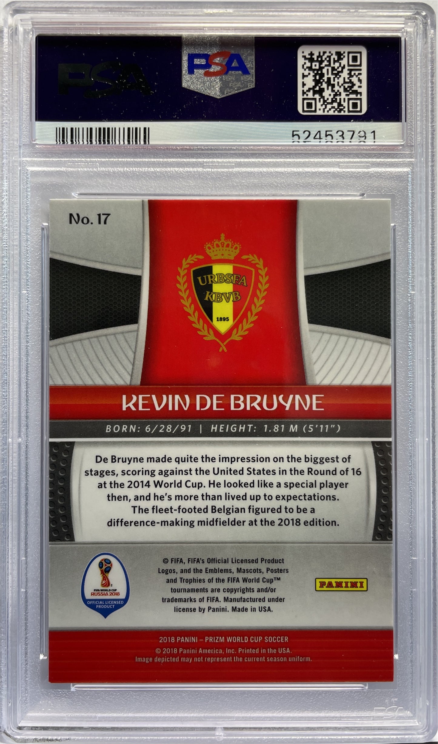 PSA 10 - Kevin De Bruyne - Prizm Fifa World Cup 2018