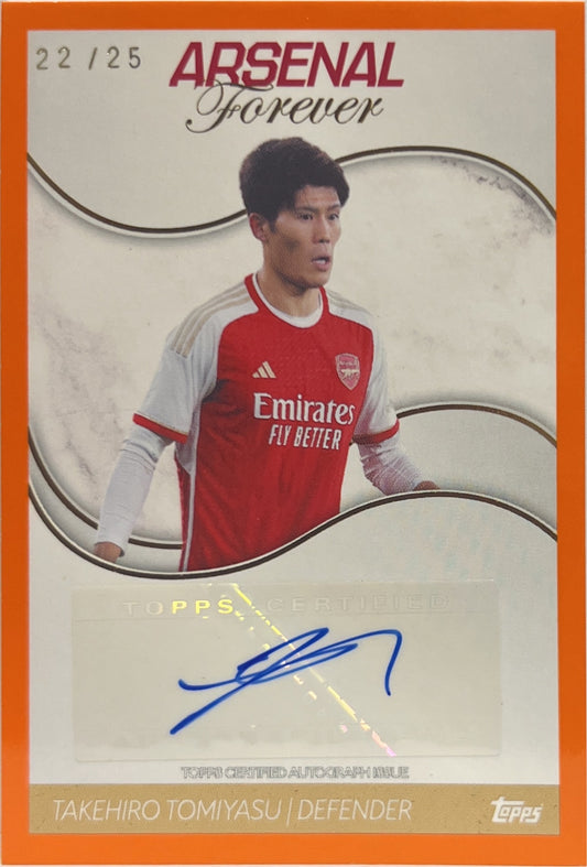 Takehiro Tomiyasu 22/25 Autograph Orange Topps Arsenal Forever 2023/24