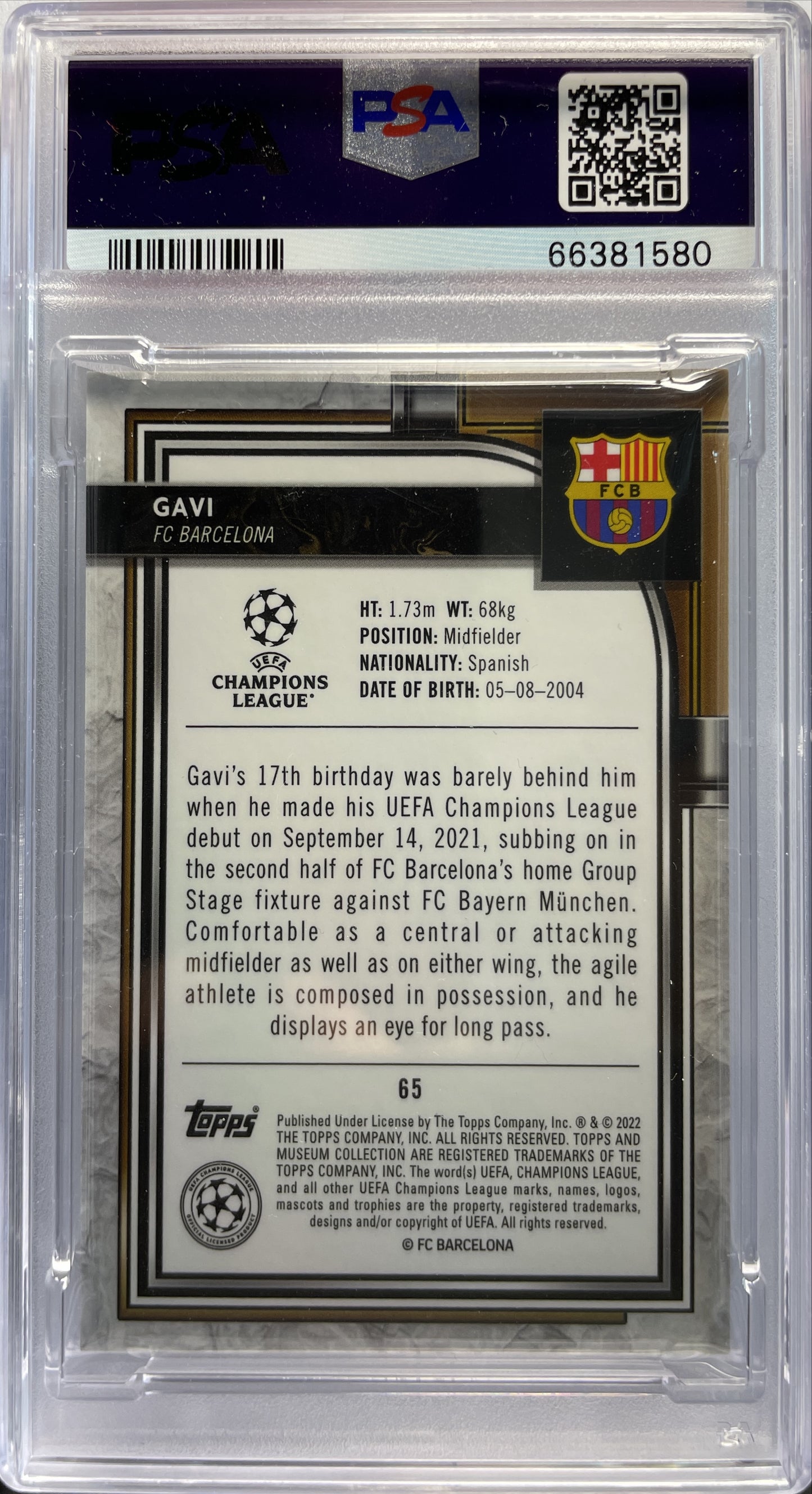 PSA 9 - Gavi Rookie - Museum Collection UCL 2021/22