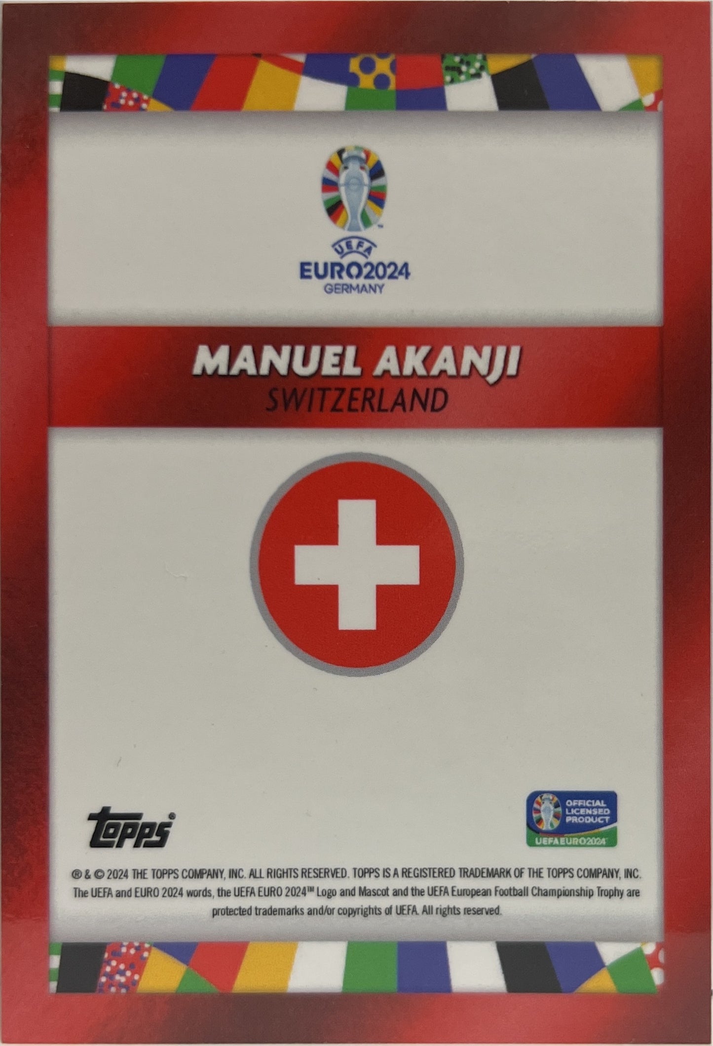 Manuel Akanji 8/10 Topps Mourinho Platinum Curated Euro 2024