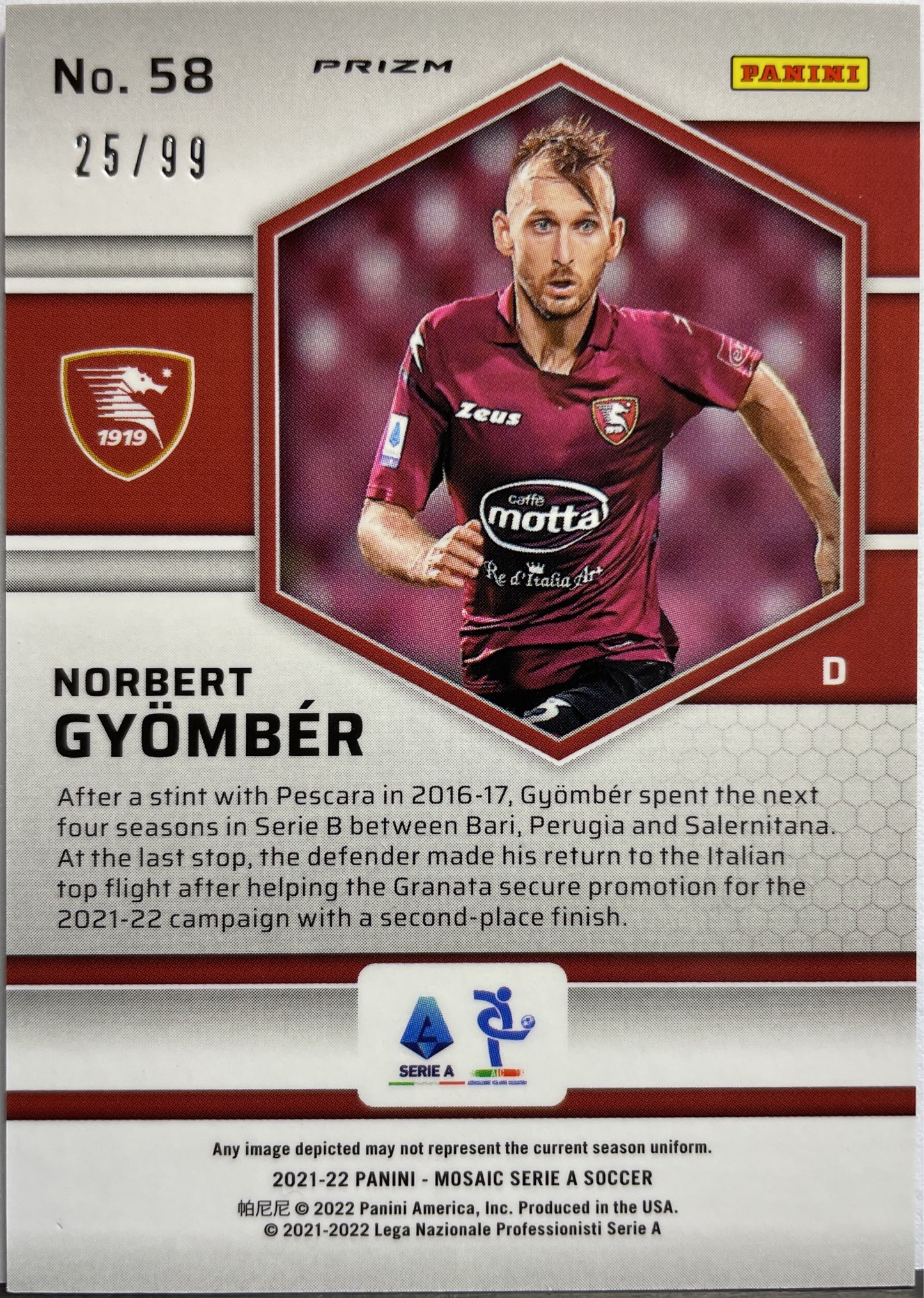 Norbert Gyomber 25/99 Mosaic Serie A 2021/22