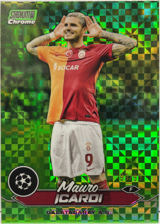 Mauro Icardi 93/99 Neon Green X-Fractor Topps Chrome Stadium Club 2023/24