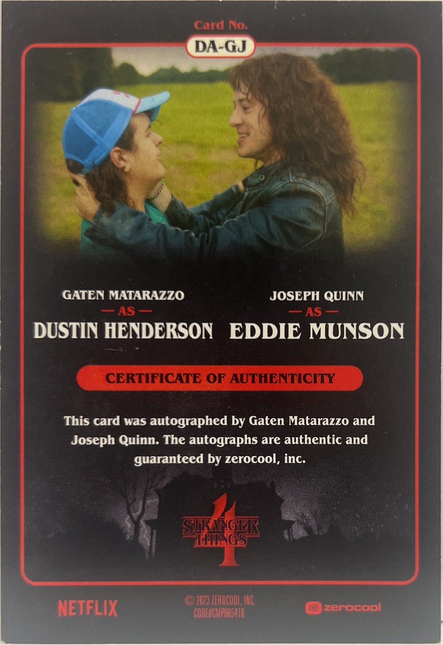 Dustin Henderson & Eddie Munson 64/86 Double Autograph Pink Topps Stranger Things Season 4 2023