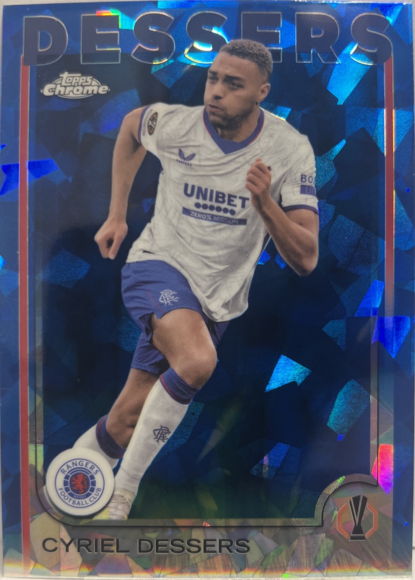 Cyril Dessers Cracked Ice Blue Topps Chrome Sapphire 2024/25