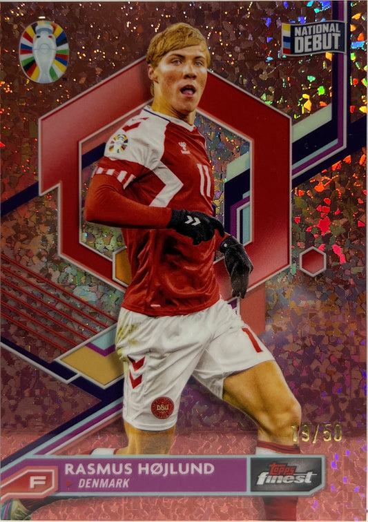 Rasmus Hojlund 19/50 National Debut Mini Diamond Topps Finest Road To Uefa Euro 2024