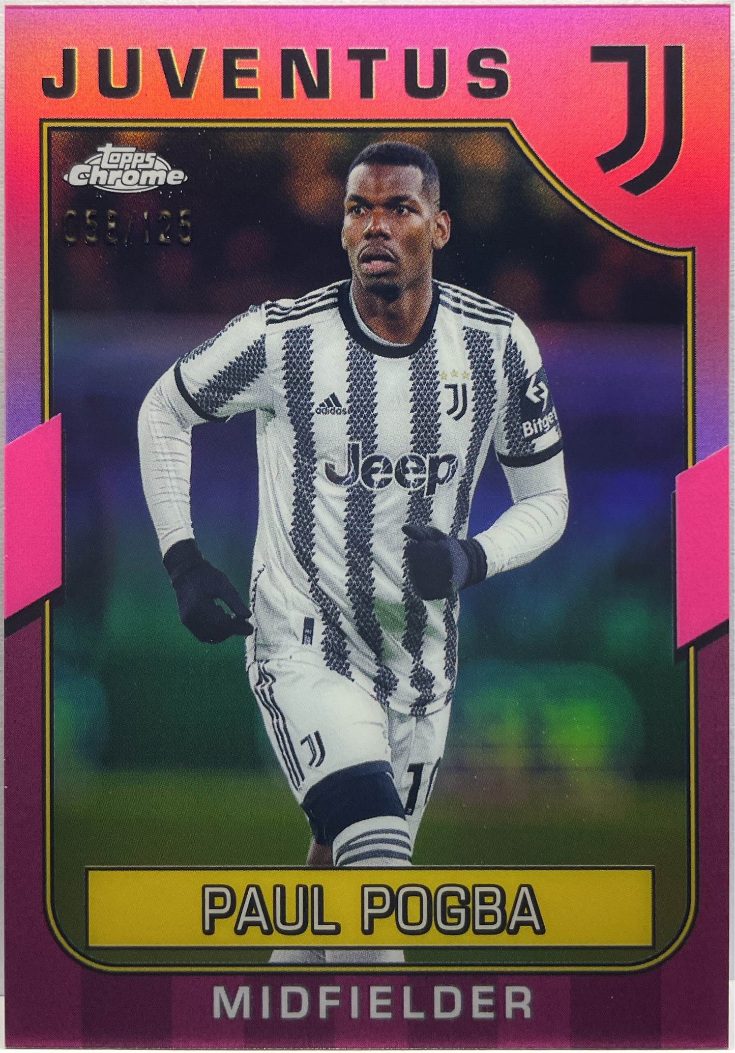 Paul Pogba 58/125 Pink Topps Chrome Juventus 2022/23