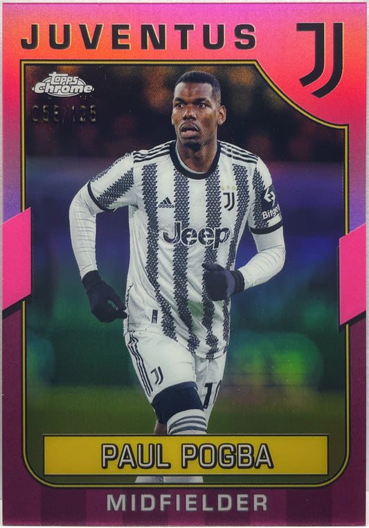 Paul Pogba 58/125 Pink Topps Chrome Juventus 2022/23