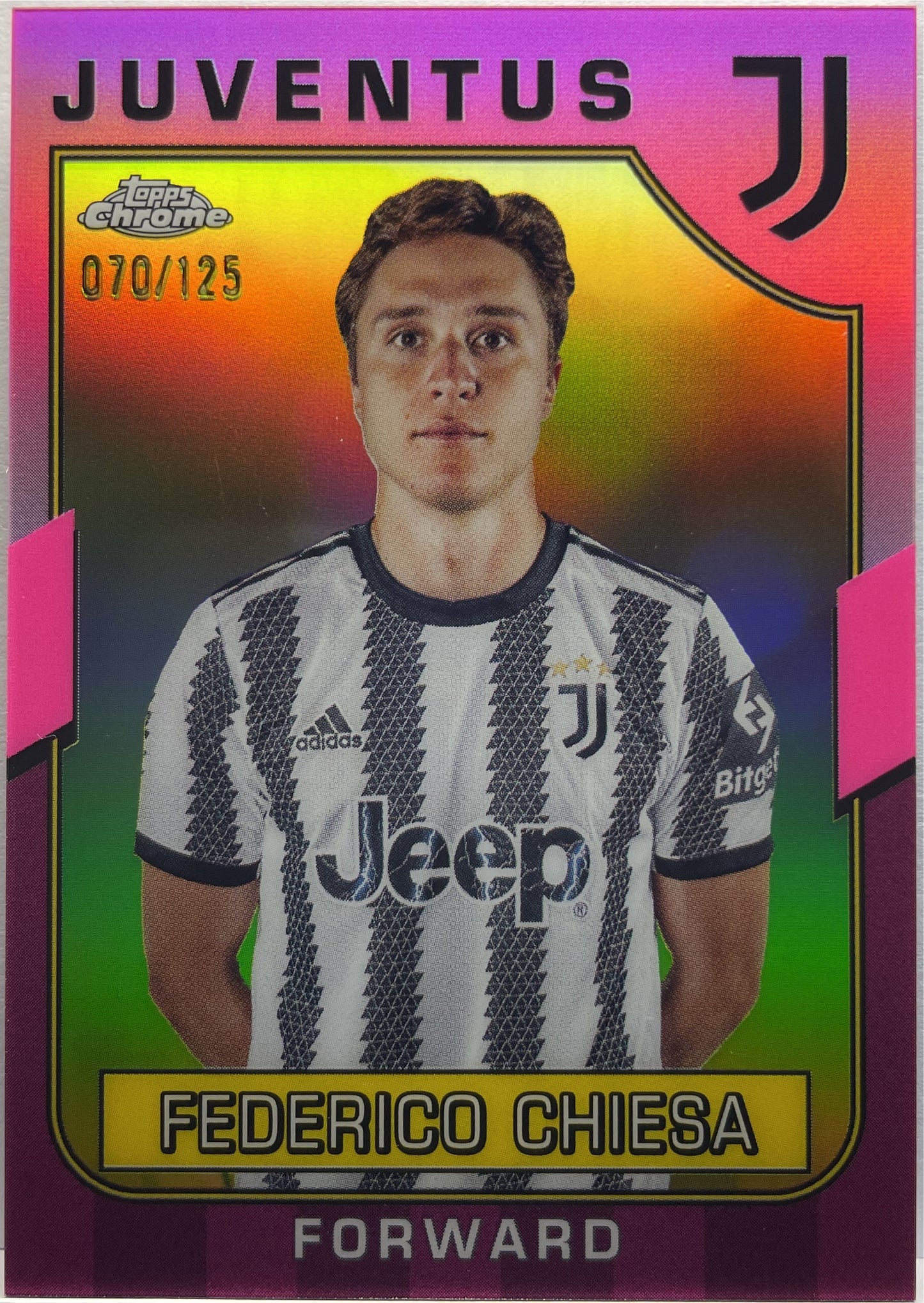 Federico Chiesa 70/125 Pink Topps Chrome Juventus 2022/23