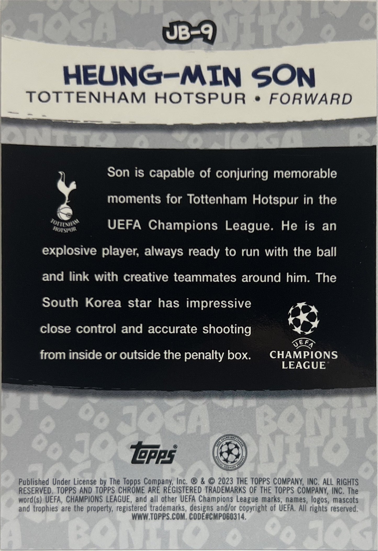 Heung Min Son Joga Bonito Topps Chrome UCC 2022/23