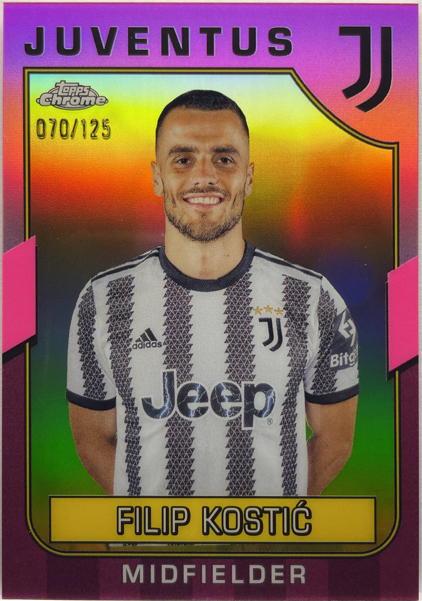 Filip Kostic 70/125 Pink Topps Chrome Juventus 2022/23