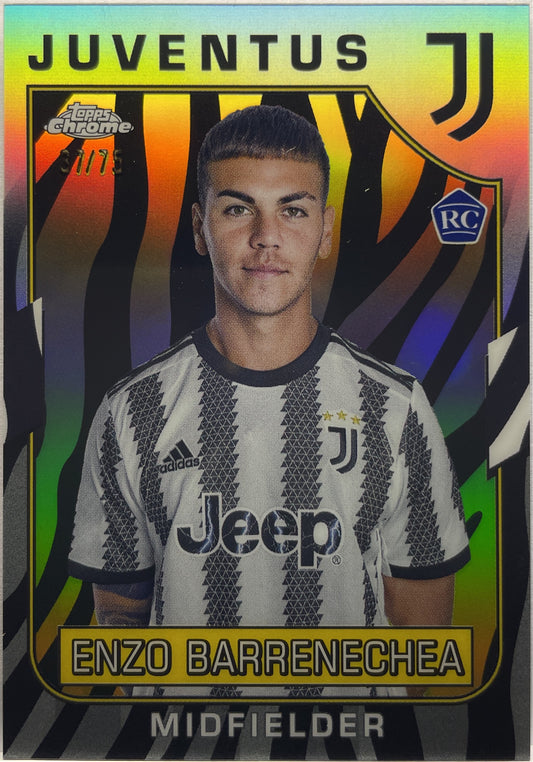 Enzo Barrenechea 37/75 Rookie Zebra Topps Chrome Juventus 2022/23