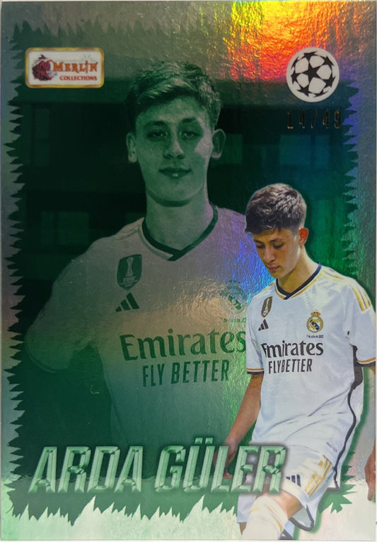 Arda Guler 14/49 Young Guns Green Topps Merlin Heritage 2023/24