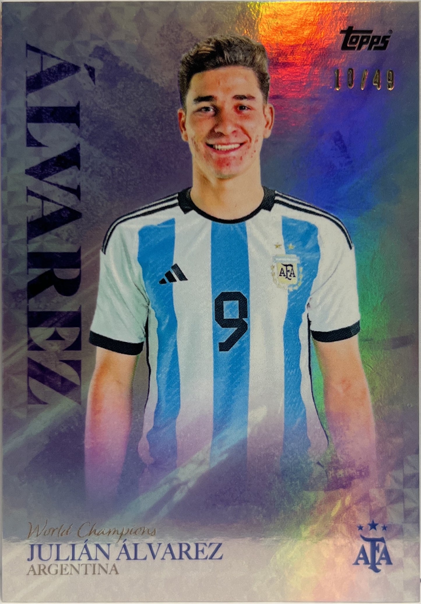 Julian Alvarez 10/49 Purple Topps Argentina World Champions 2023