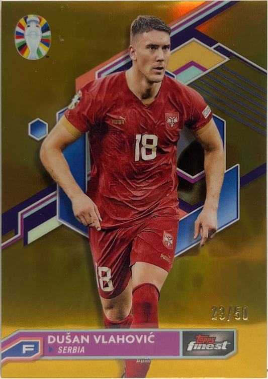 Dusan Vlahovic 23/50 Gold Topps Finest Road To Uefa Euro 2024