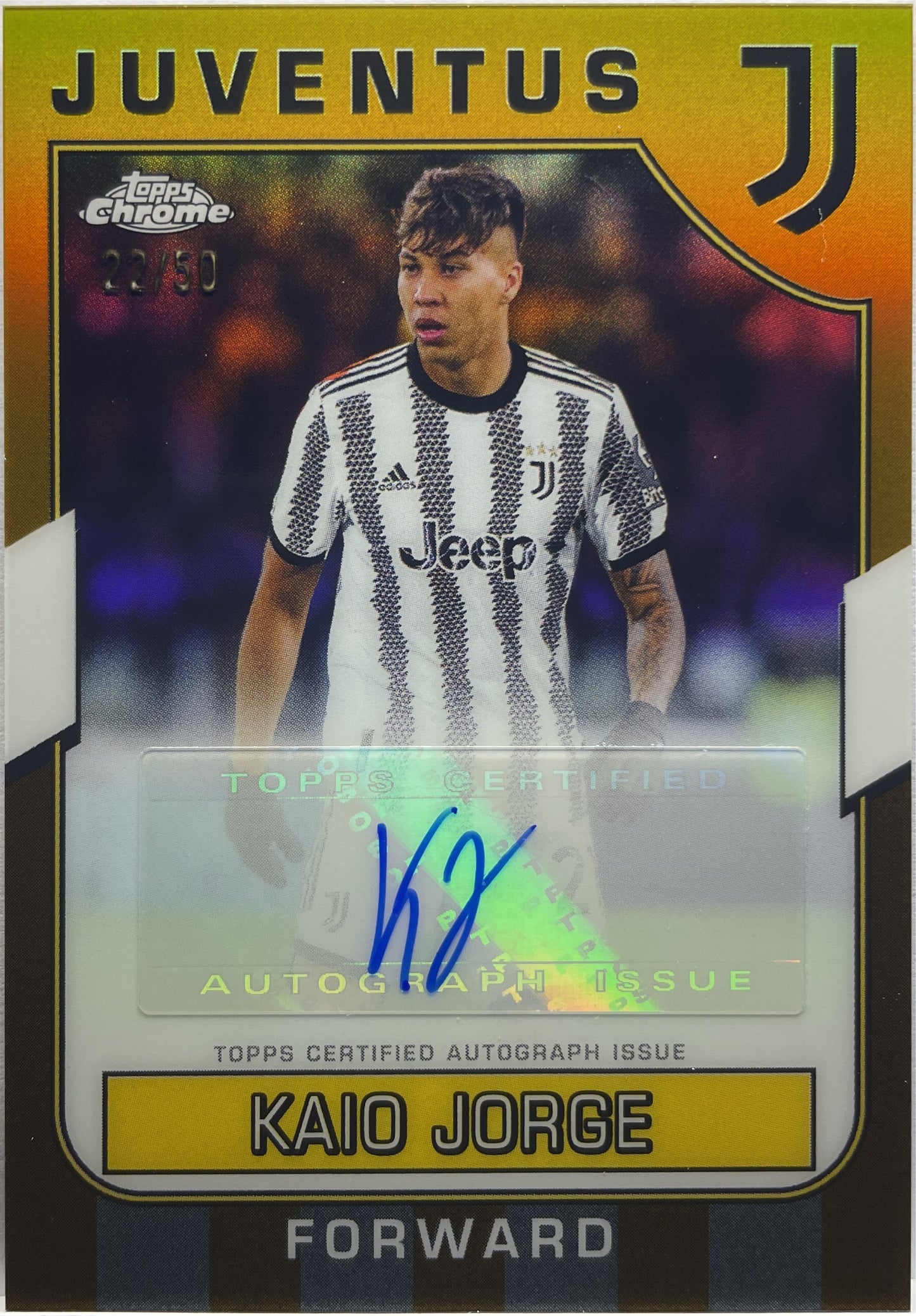 Kaio Jorge 22/50 Autograph Gold Topps Chrome Juventus 2022/23