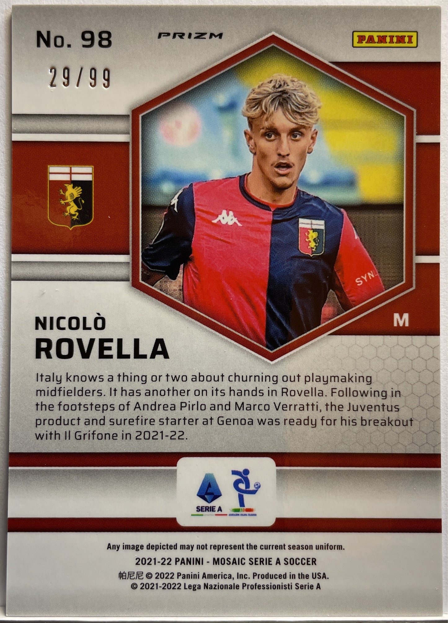 Nicolo Rovella 29/99 Blue Mosaic Serie A 2021/22