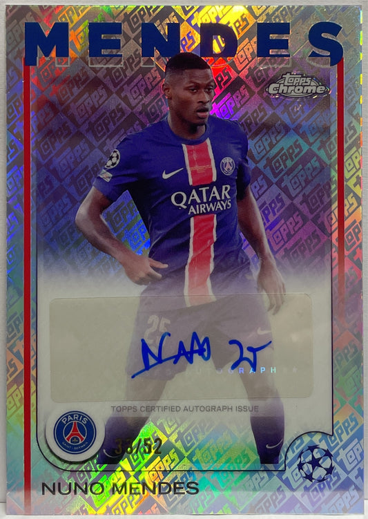 Nuno Mendes 33/52 Autograph Toppsfractor Topps Chrome UCC 2024/25