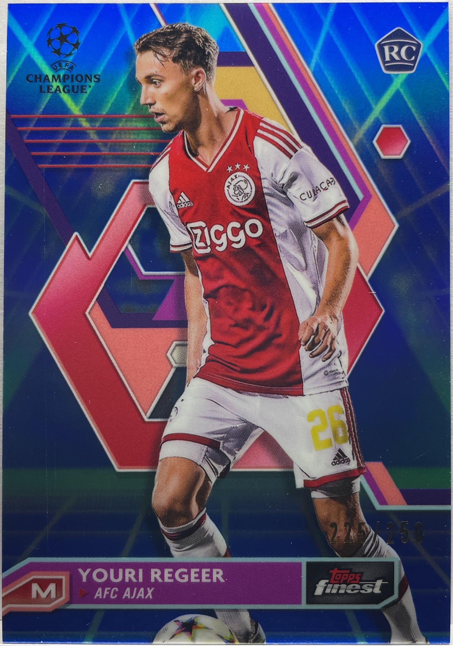 Youri Regeer 225/250 Rookie Blue/Aqua Vaporwave Topps Finest UCC 2022/23