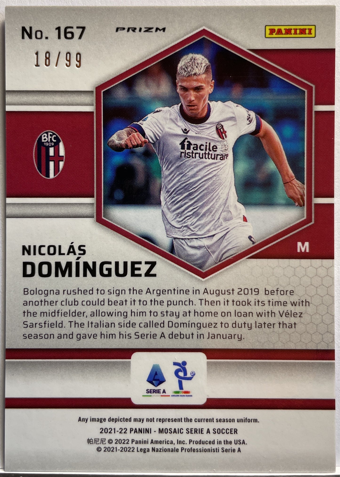 Nicolas Dominguez 18/99 Blue Mosaic Serie A 2021/22