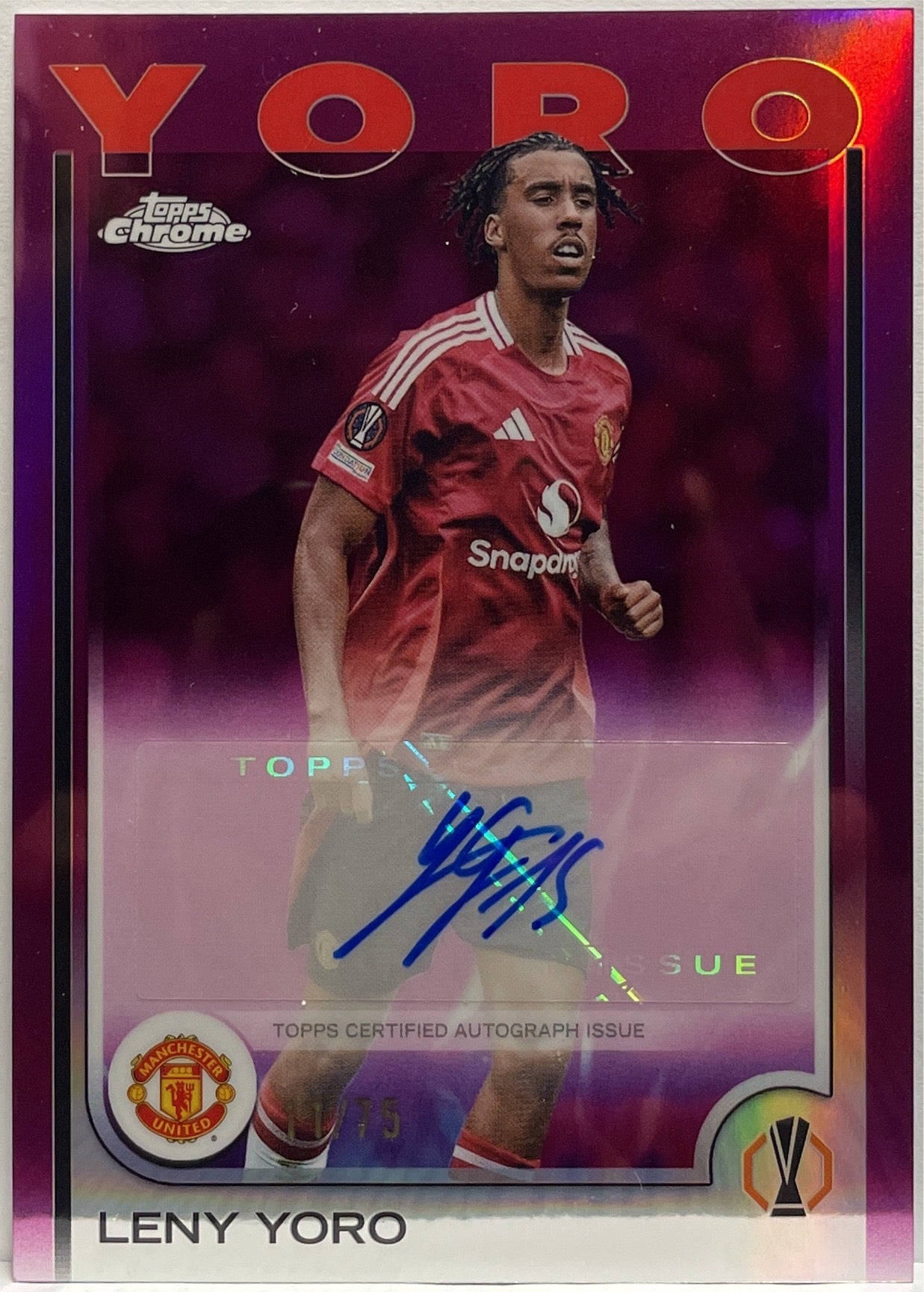 Leny Yoro 11/75 Autograph Magenta Topps Chrome UCC 2024/25
