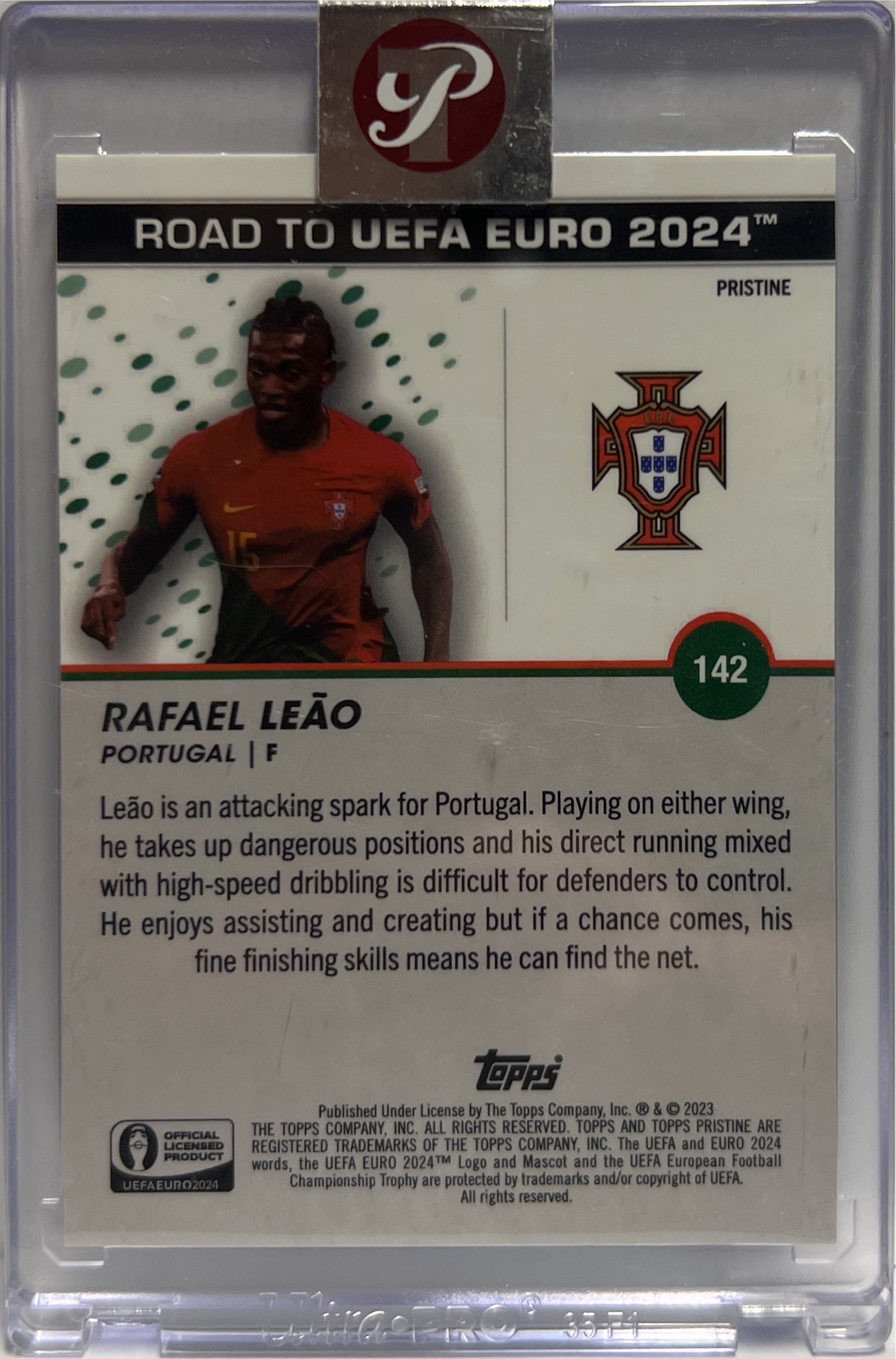 Rafael Leao 34/75 Blue Topps Pristine Road To Euro 2024