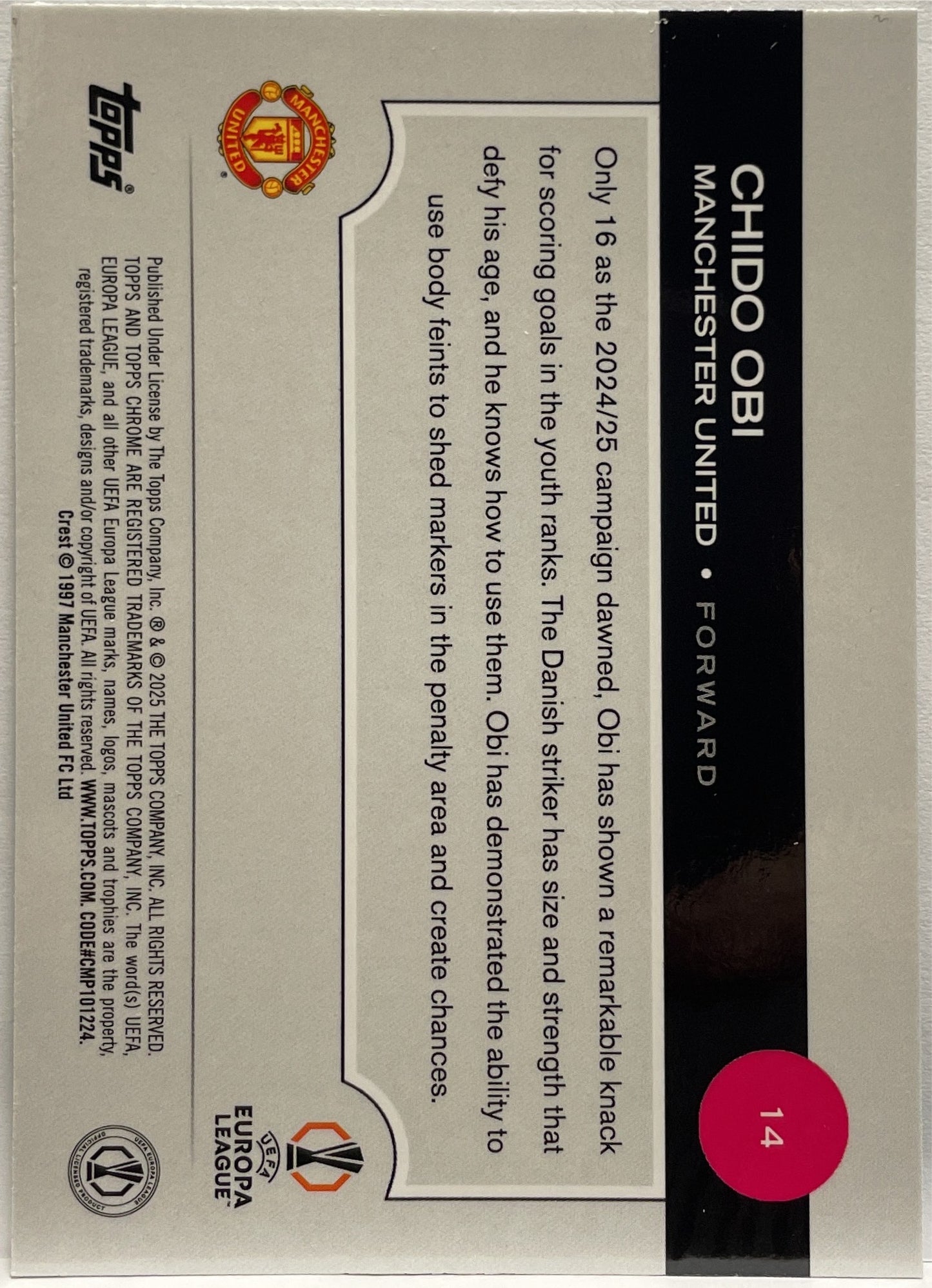 Chido Obi 116/199 Rookie Aqua Topps Chrome UCC 2024/25