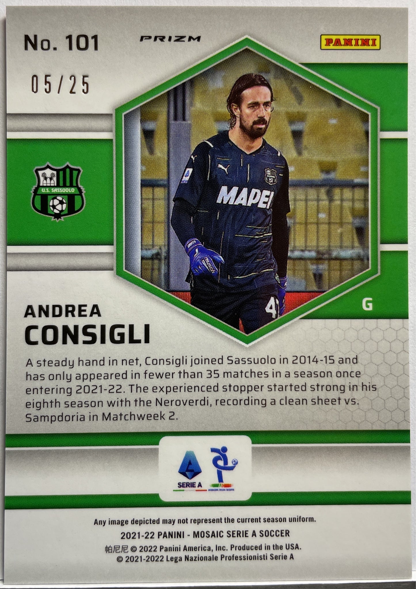 Andrea Consigli 05/25 Pink Mosaic Serie A 2021/22