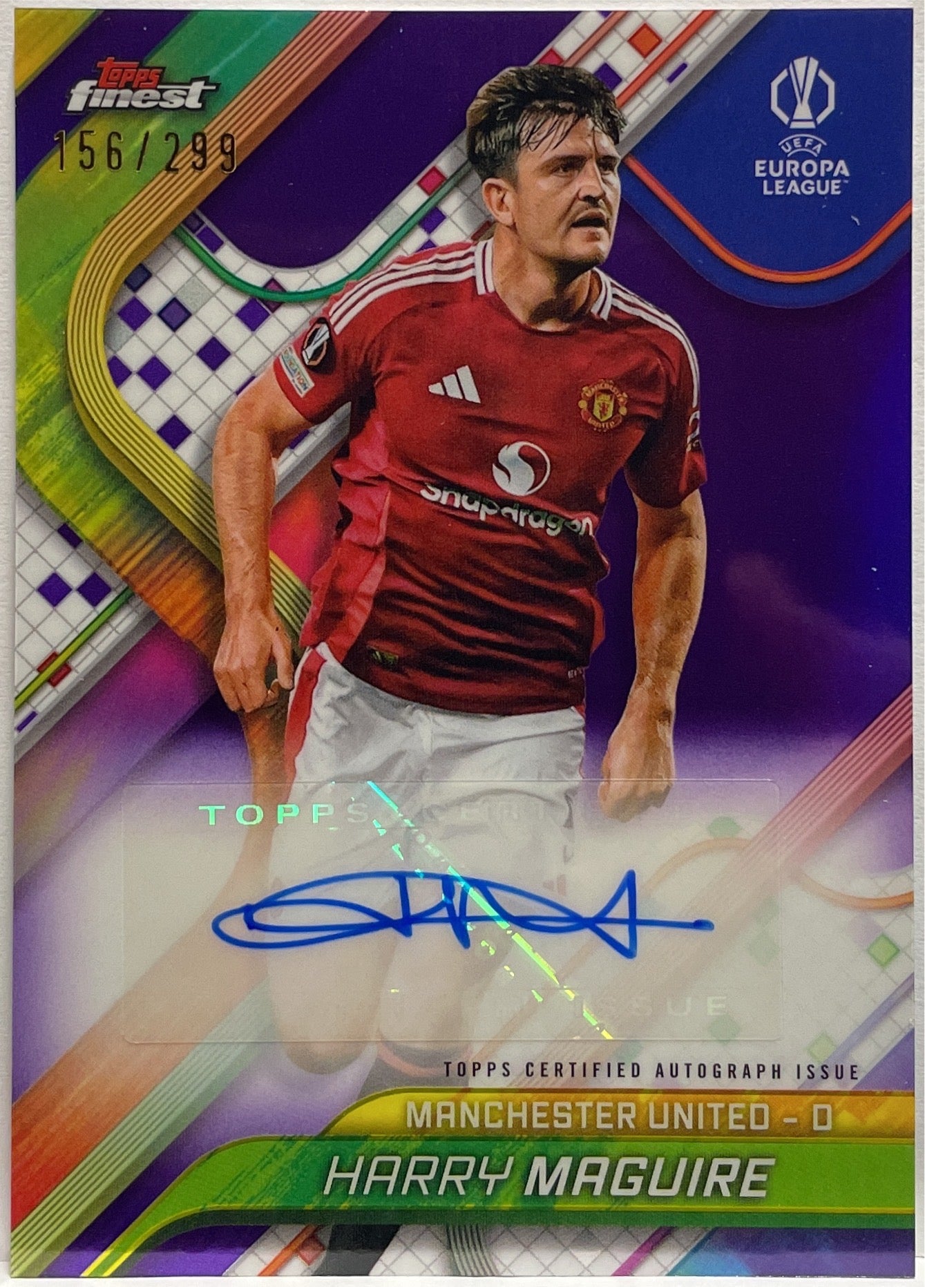 Harry Maguire 156/299 Autograph Purple Topps Finest UCC 2024/25