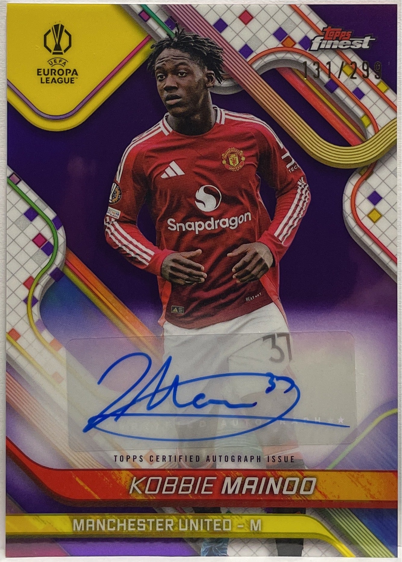 Kobbie Mainoo 131/299 Autograph Purple Topps Finest UCC 2024/25