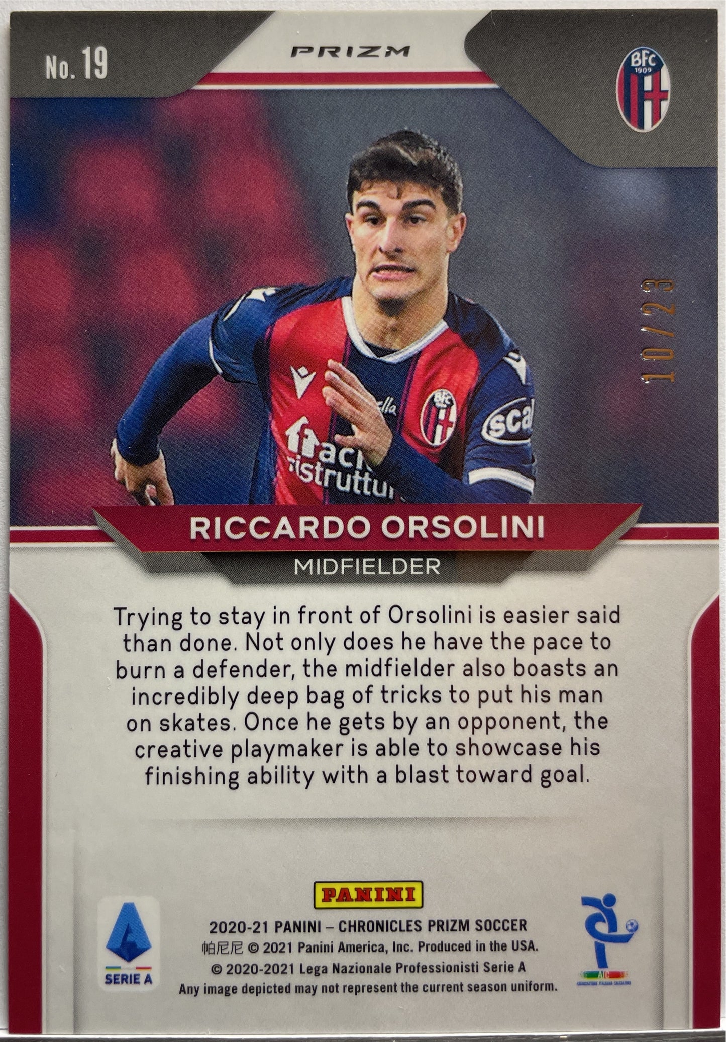 Riccardo Orsolini 10/23 Orange Cracked Ice Prizm Chronicles 2020/21