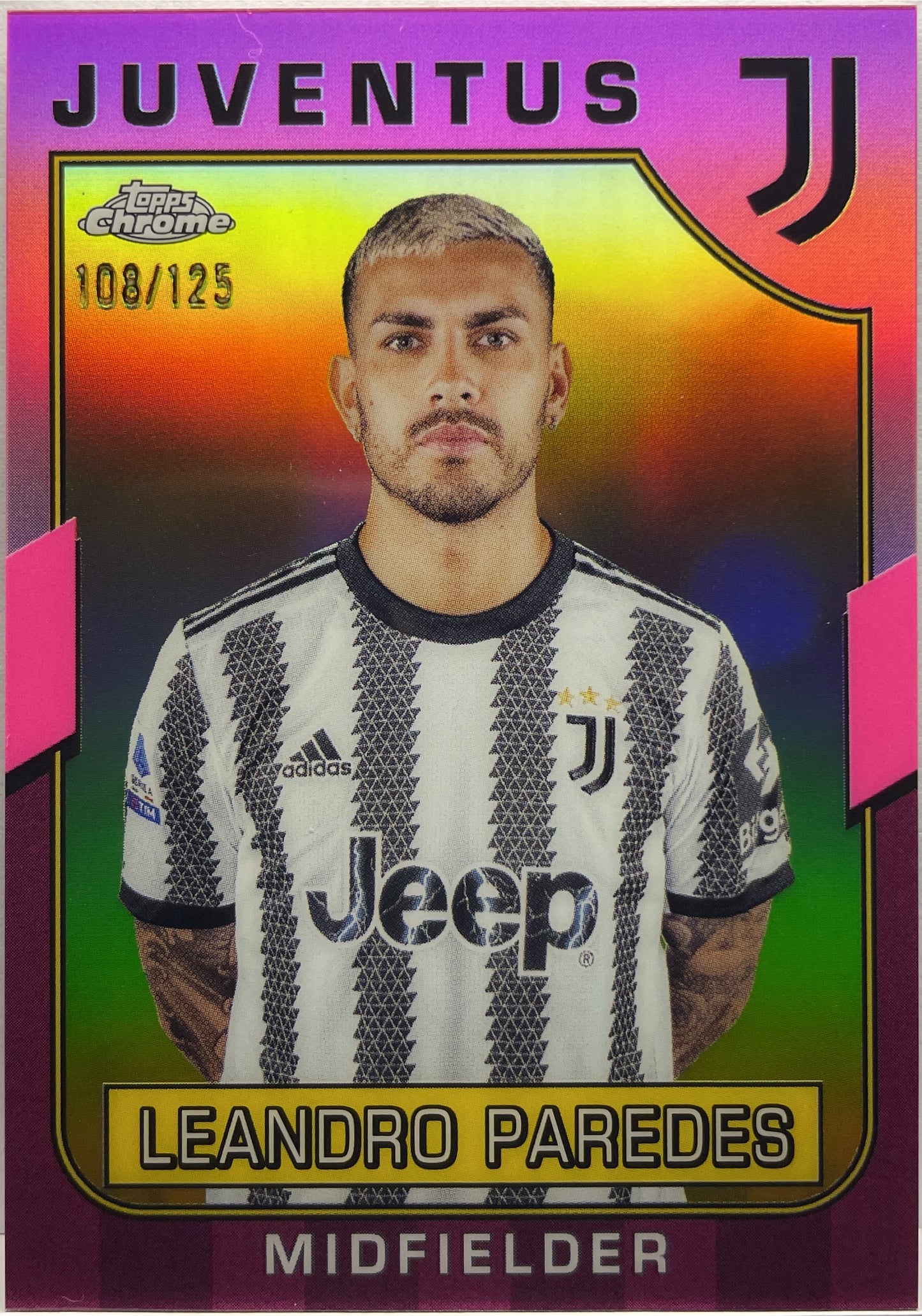 Leandro Paredes 108/125 Pink Topps Chrome Juventus 2022/23