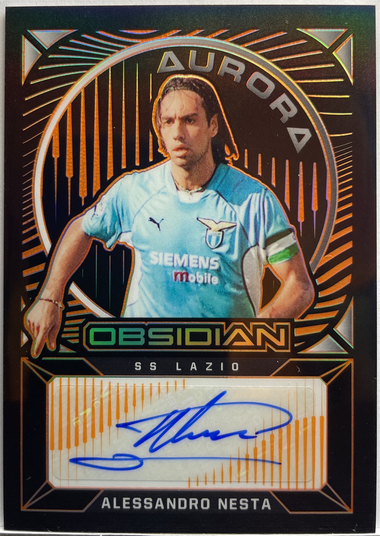 Alessandro Nesta 27/50 Autograph Aurora Orange Obsidian 2021/22