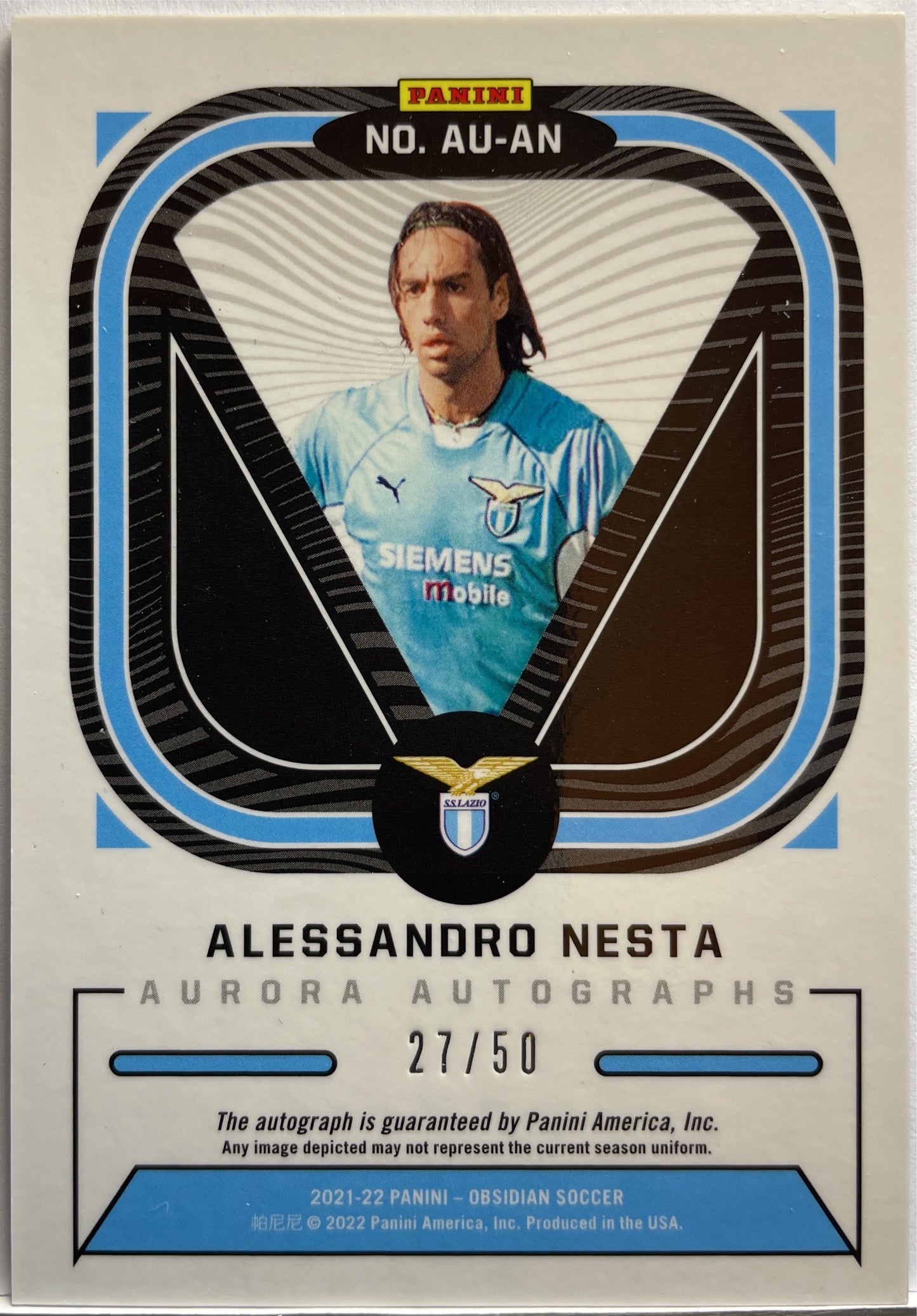 Alessandro Nesta 27/50 Autograph Aurora Orange Obsidian 2021/22