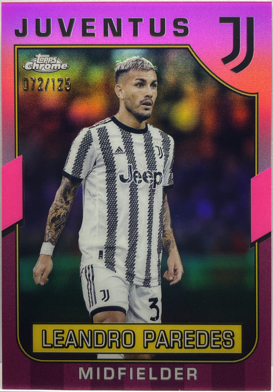 Leandro Paredes 72/125 Pink Topps Chrome Juventus 2022/23