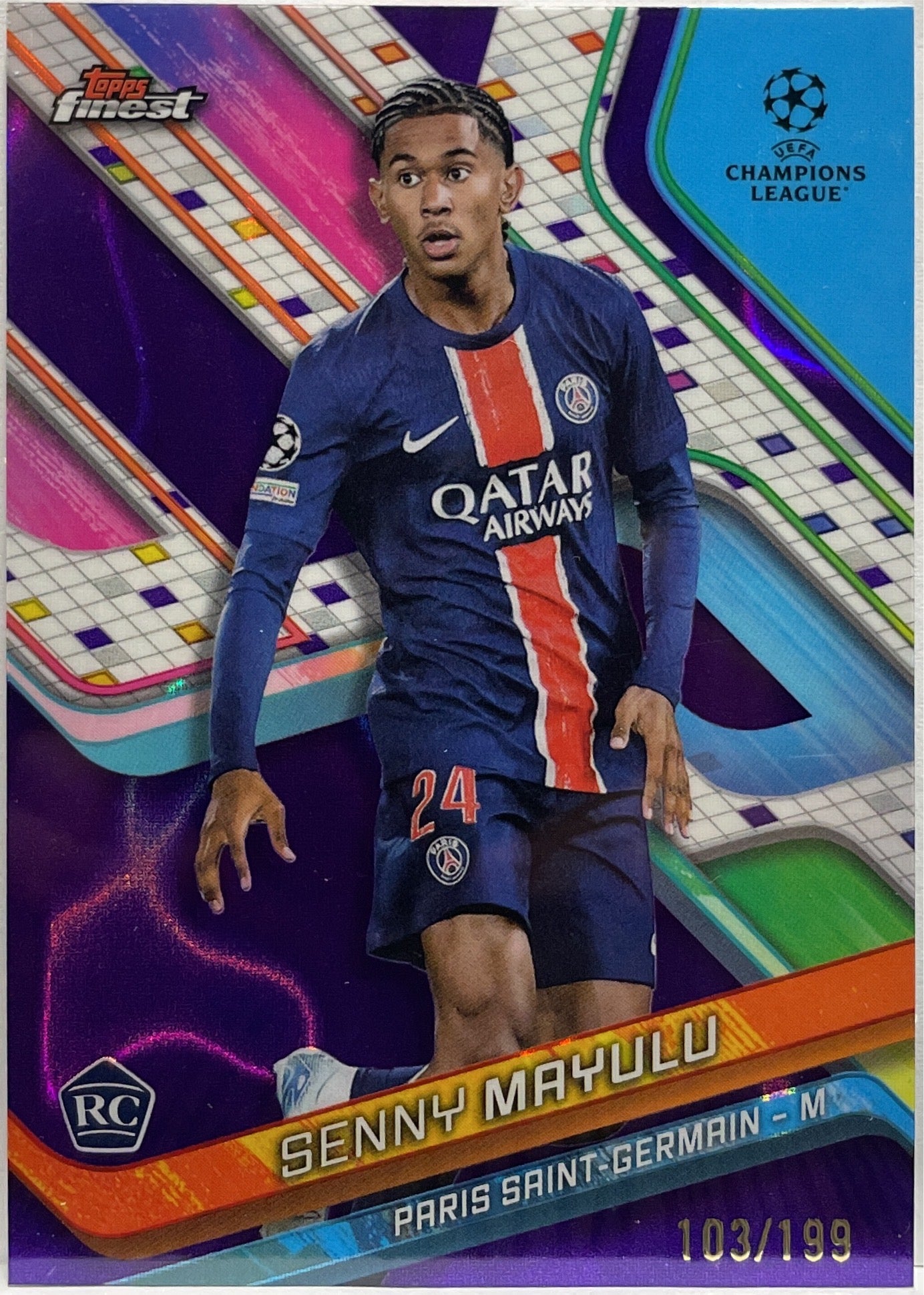 Senny Mayulu 103/199 Rookie Purple Lava Topps Finest UCC 2024/25