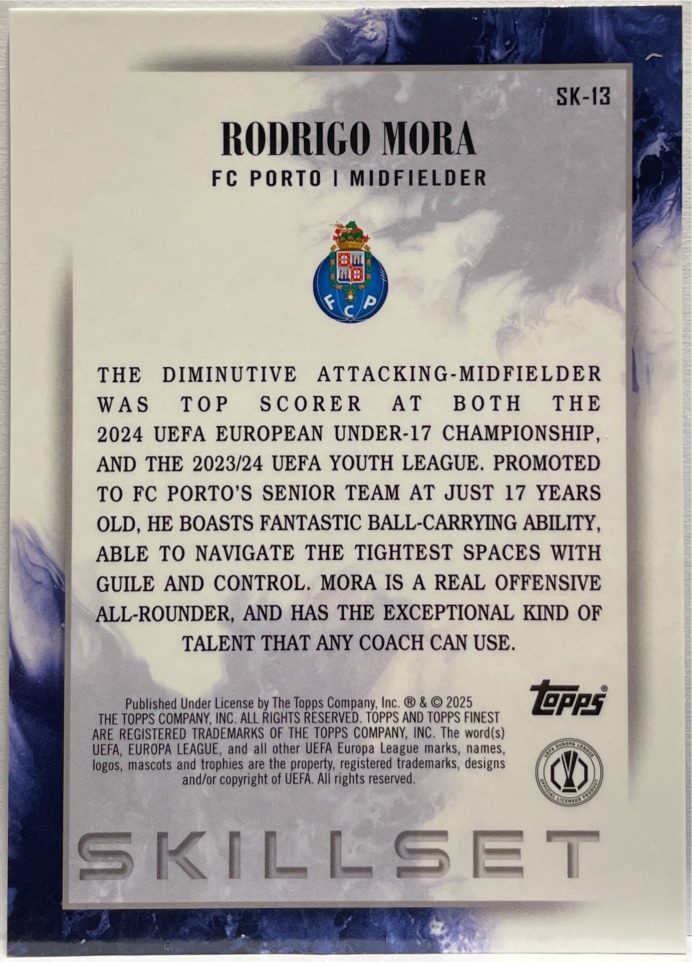 Rodrigo Mora 103/299 Rookie Skillset Purple Topps Finest UCC 2024/25