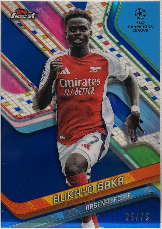 Bukayo Saka 25/75 Blue Topps Finest UCC 2024/25