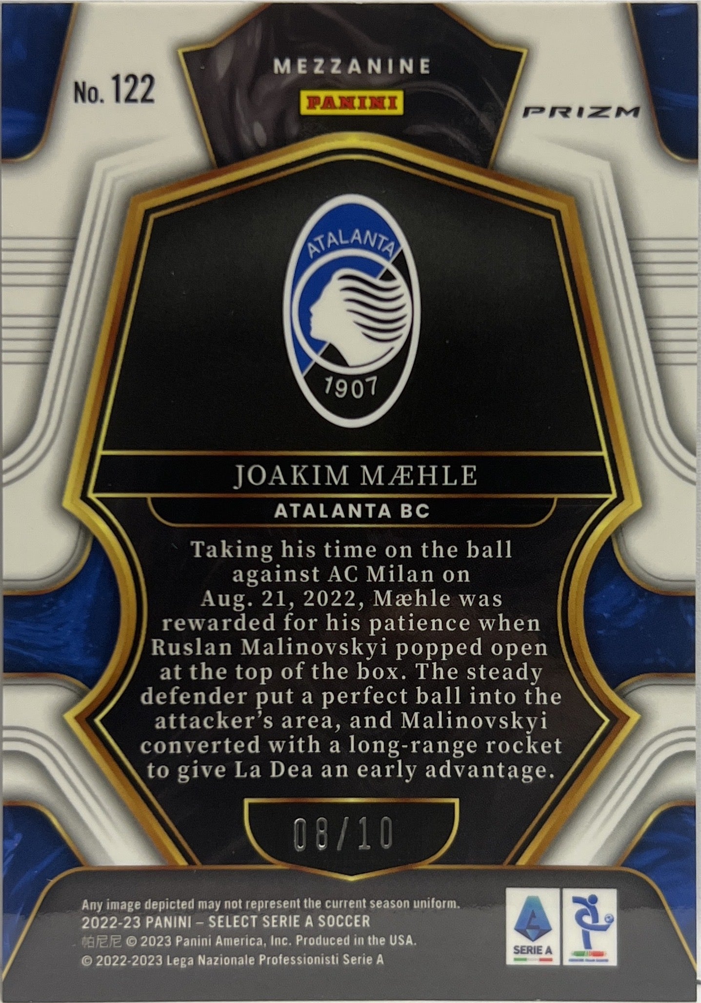 Joakim Maehle 8/10 Mezzanine Gold Select Serie A 2022/23