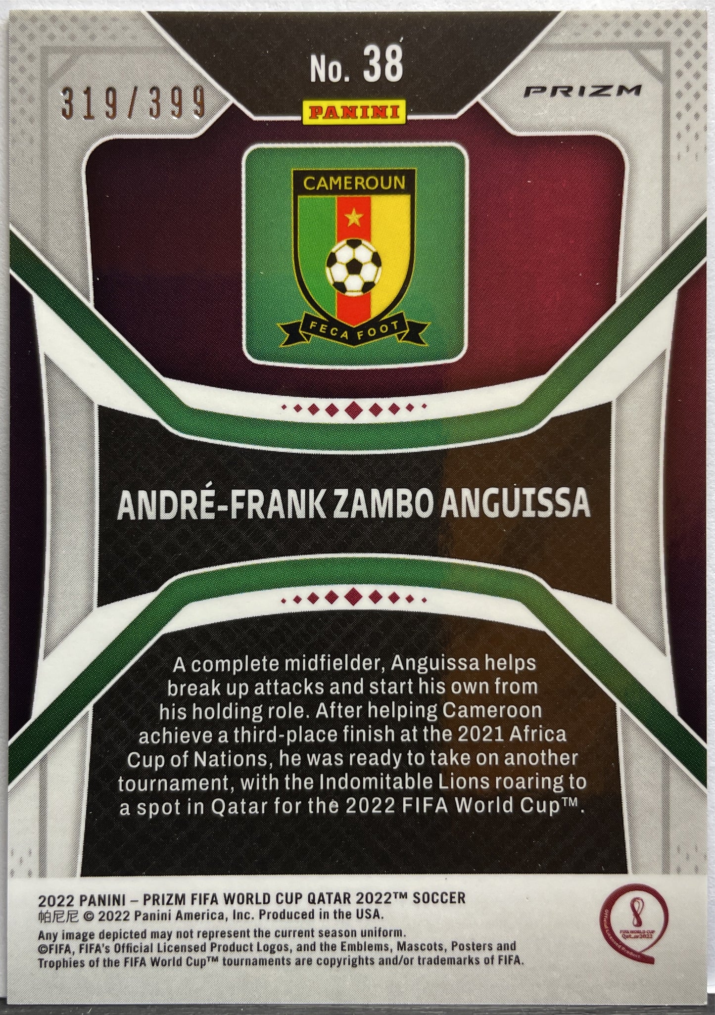 Andre-Frank Zambo Anguissa 319/399 Red Prizm Fifa World Cup 2022