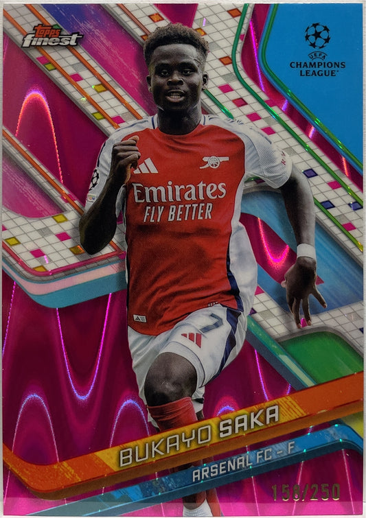 Bukayo Saka 158/250 Pink RayWave Topps Finest UCC 2024/25