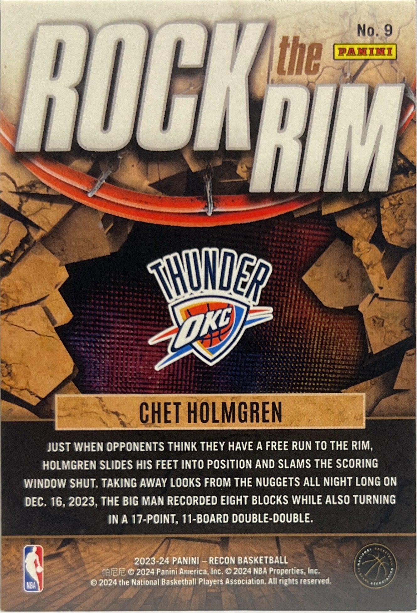 Chet Holmgren 4/75 Rock The Rim Recon Basketball NBA 2023/24