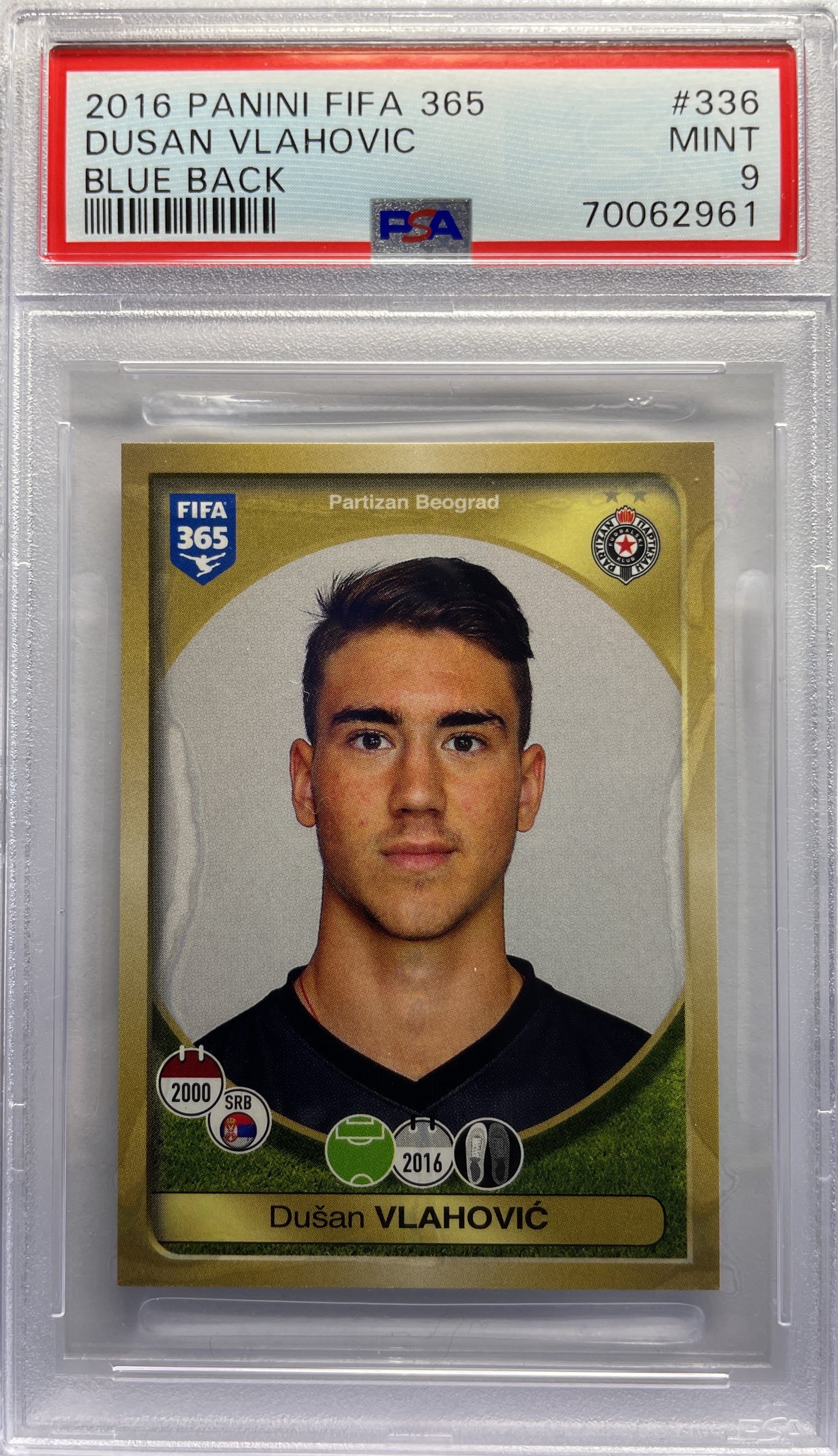 PSA 9 - Dusan Vlahovic Rookie  - Fifa 365 Sticker 2016